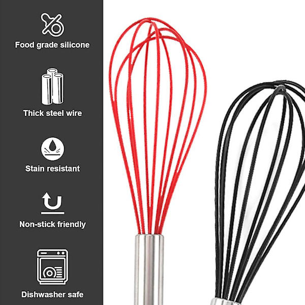 8 tums och 10 tums silikonvispsats om 4, visp ballong äggsås visp för nonstick kokkärl style 8