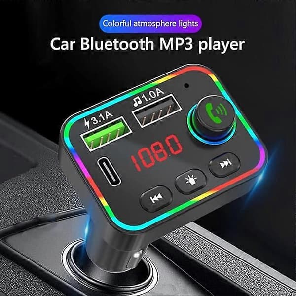 Bluetooth bil FM-sender, 38W PD og QC3.0 hurtig biloplader, ledning
