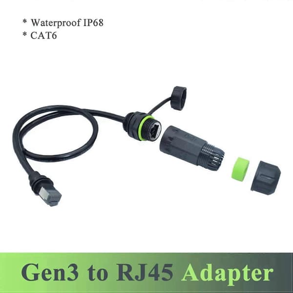 2 stk. 100 cm til Starlink Gen3 Ethernet-adapter til Mini-kabelforlængelse til RJ45-kobling IP68 Vandtæt Black
