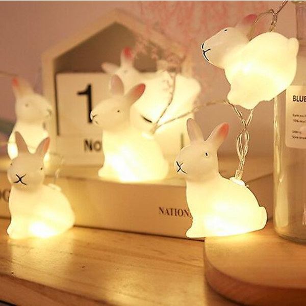 Påskäggsform 10 LED Dekorativa Hängande Ljus Ornament Glad Påsk Kyckling Kanin LED Ljus Lykta Slinga Hem Semesterfest D Warm white