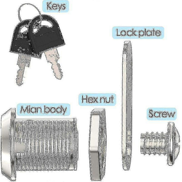 [RM]Mailbox lock 20 mm with keys for mailbox, cabinet, drawer (5 pcs.) - Silver [DB]
