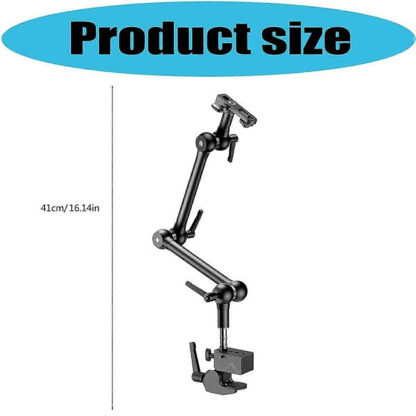 Superklemme Justerbar Metal Leddelt Arm til Montering af Skærm LED Lys LCD Videokamera Blitz Kamera DSLR Multicolor