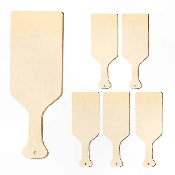 6-dele Mini Træpagajer til Håndværk og Køkkenbrug, Ubehandlede Holdbare Træskærebrætter Beige 24.00X8.00X0.30CM