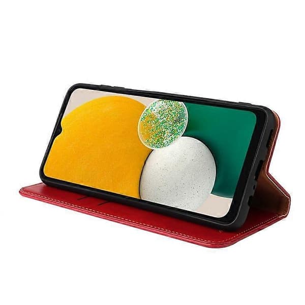Til Samsung Galaxy A15 5G Fierre Shann PU Ægte Læder Tekstur Telefoncover Red