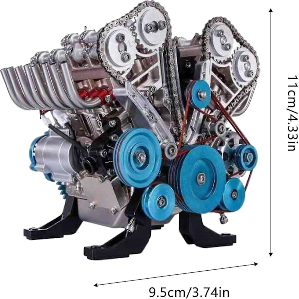 Motor modell skrivebordsmodell, 8-sylindret rett bilmotor modellbyggesett Voksen Mini Motor Modell Leke for kontor, hjem, Ktv, kafeer og hoteller.