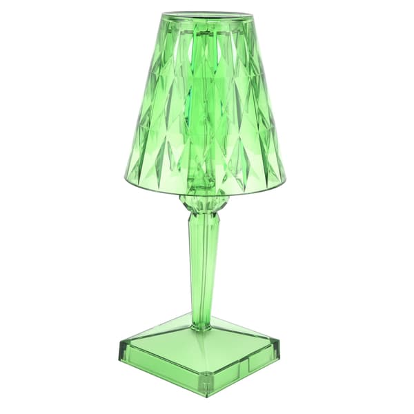 [RM]LED Crystal Table Lamp Transparent Prism Dimmable USB Charging Desk Lamp Green