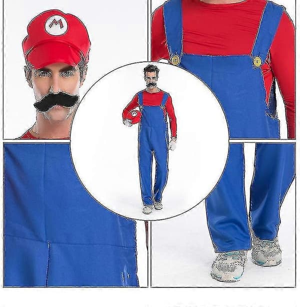 [RM] Jule-Super Mario, Luigi Bros udklædningskostume (voksentøj) Red S