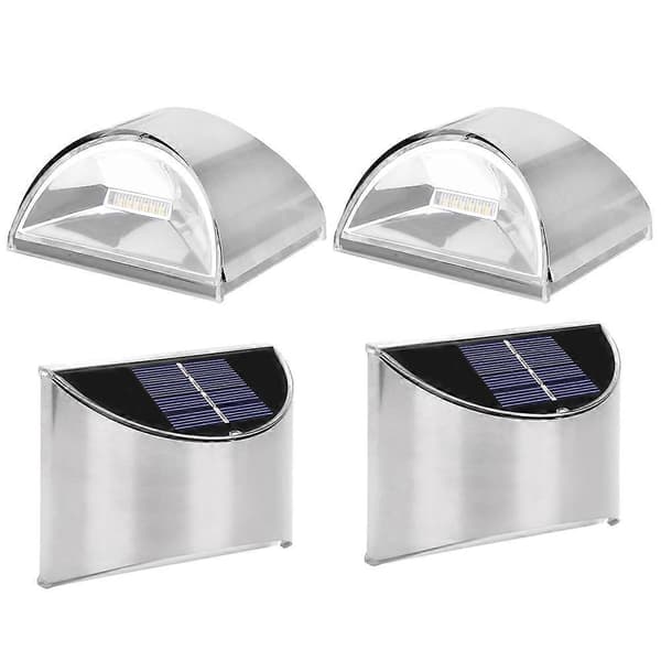 [RM]Solcelledrevet LED-vegglampe, sett med 4 rustfrie stållamper for hagebelysning