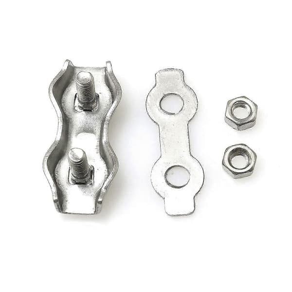 4 stk. rustfrit stål 304 hardware wireklemme Duplex 2-stolpet kabelklemme