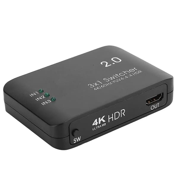 4K High Definition Multimedia Interface Switcher 3 ingång 1 utgång splitteradapter HD IR-fjärrkontroll ABS med LED-indikator