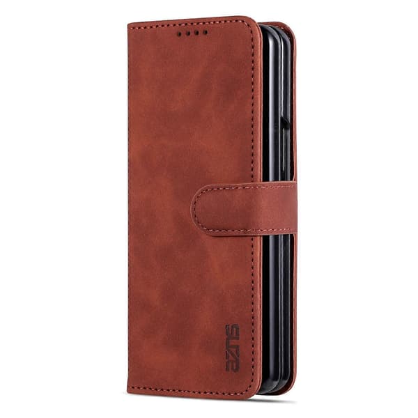 AZNS Skin Feel Kalvläder-texturerat Plånboksfodral Brown For Samsung Galaxy Z Fold3 5G