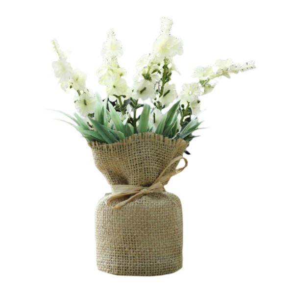 Linne Linne Krukväxt Konstgjorda Blommor Bukett Heminredning Vit Lavendel