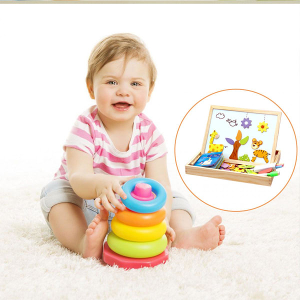 Barn Trä pedagogiska leksaker Magnetbräda Pussel Spel Djur födelsedagspresent