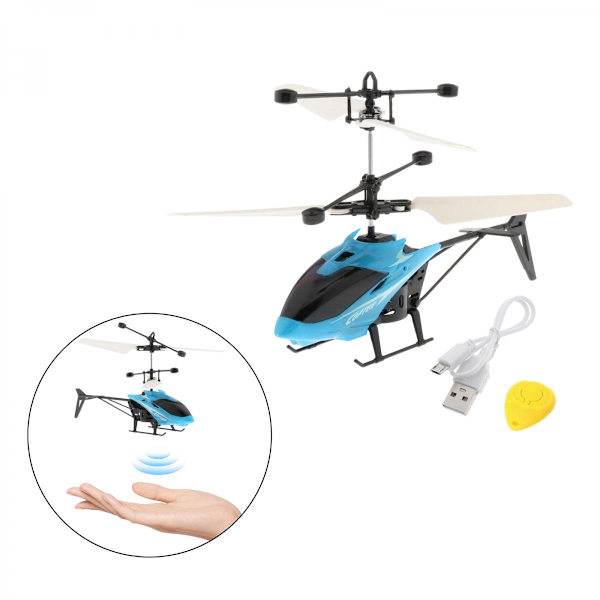 Mini Flygande RC Induktionsflygplan USB Handkontroll Drönare Födelsedagspresenter Blå