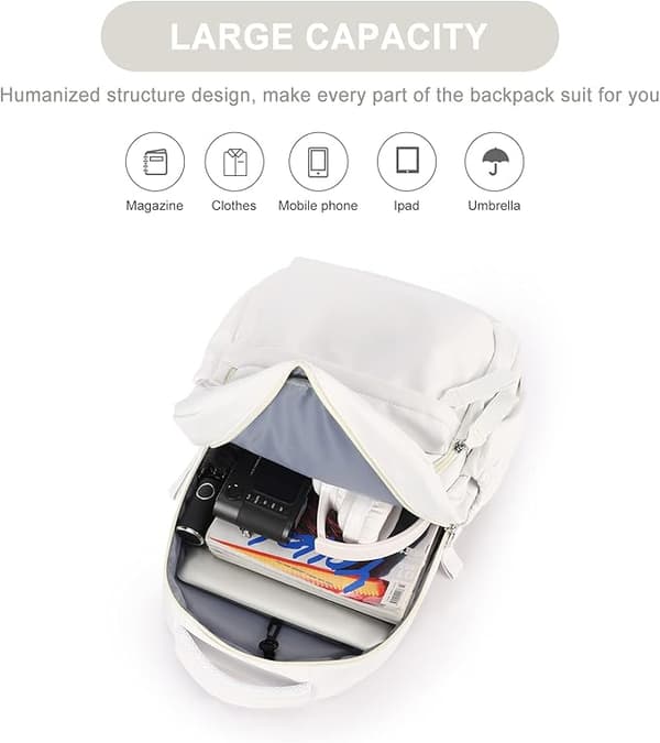 [RM]New Laptop Backpack, Waterproof Laptop Backpack with 18 Inch USB Charging School Bag White