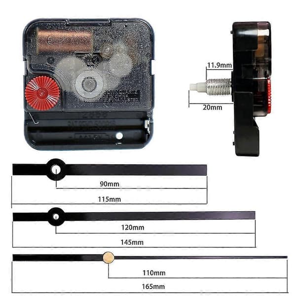 Handheld Quartz Clock Mechanism Quartz Clock Movement Silent Sweeping Second Movement, Black, 18.5*6.5*4cm