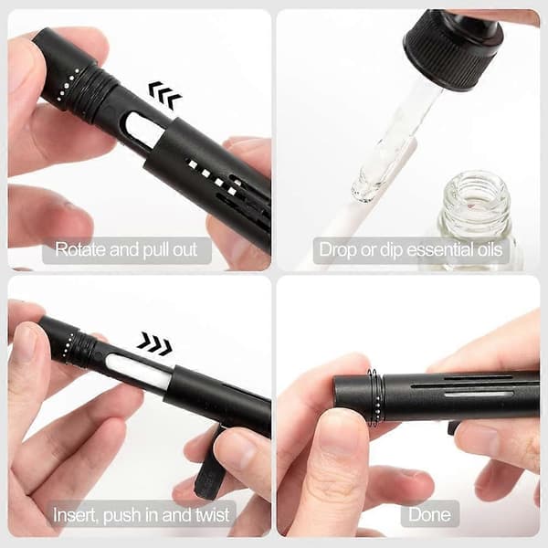 [RM] 2-pakning bil-essensielle oljediffusere med 15 påfyllingspinner, luftfrisker for ventilasjonsklips for bil, aroma duftdiffuser Black