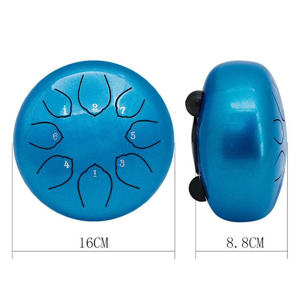 6 Tum Stål Tongue Drum C-Dur 8 Toner Gyllene Handtrumma