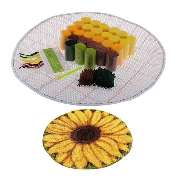 DIY Lås Krok Kit Matta Tillverkning Hantverk för Barn/Vuxna - Solros- och Rosblomdesign - för Födelsedag, Helgdag,