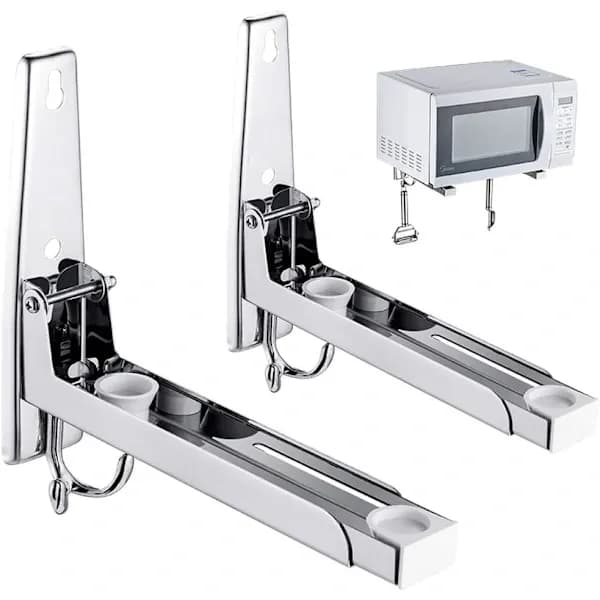 [RM]Microwave Wall Mount 304 Stainless Steel Shelf Bracket Foldable Extendable Stand for Microwave Oven