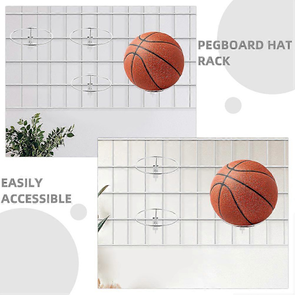 [RM]Hatholder til hatte Sølv Pegboard 4 stk. Baseball Volleyball Boldholder