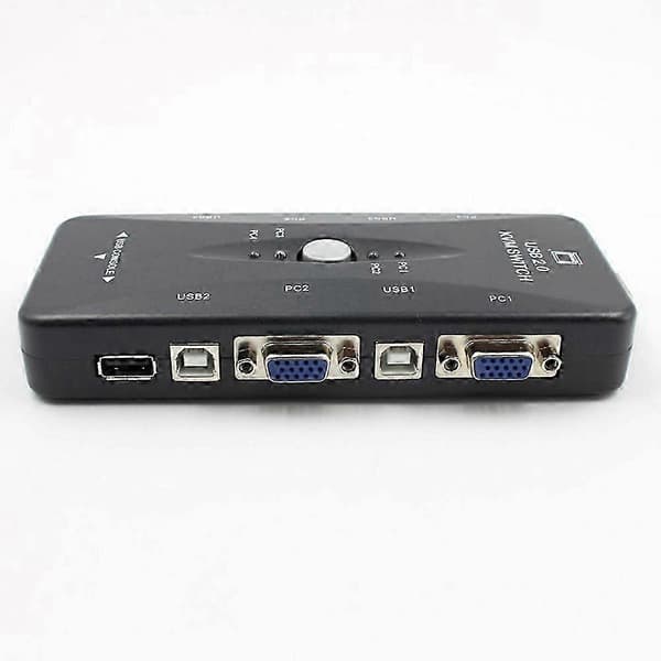 4-ports USB 2.0 KVM-switch til tastatur, skærm, VGA, SVGA, PC og bærbar computer Black