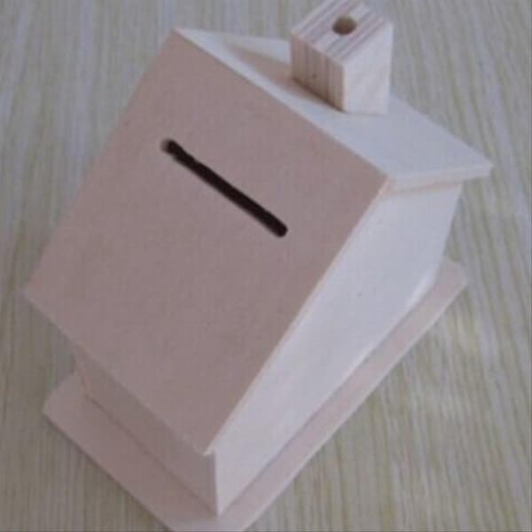 DIY Tre sparegris Barnehus Sparegris Dekorasjon Monteringshåndverkssett Ubehandlet Tom Gris