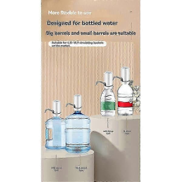 Vattenflaskpump, dispenser Dricksvattenpump, dubbel vattenpump, automatisk pump kompatibel med resor, kök, hem, kontor