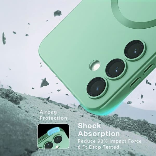 [RM] Protective Case for Samsung Galaxy S26, Slim Silicone Scratch Protection with Magnetic Ring - Green Grön