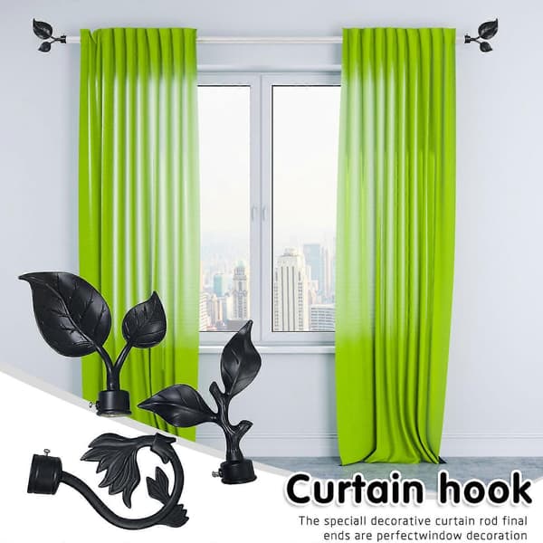3st Gardinstångsändknoppar Lövformad Gardinstångsände Draperistång Huvudlock [JKW] size