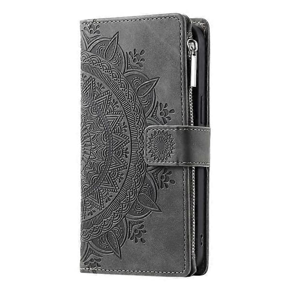 Til Samsung Galaxy S20 FE 4G / 5G Multi-Card Totem Lynlås Læder Telefoncover Grey