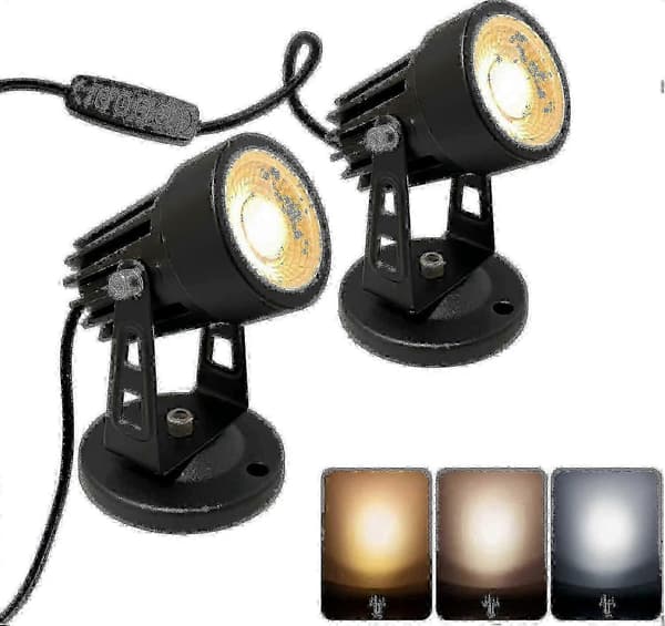 2-pak 3W dæmpbare LED-uplights, 3 farvetemperaturer, 270 lumen, kompatibel med