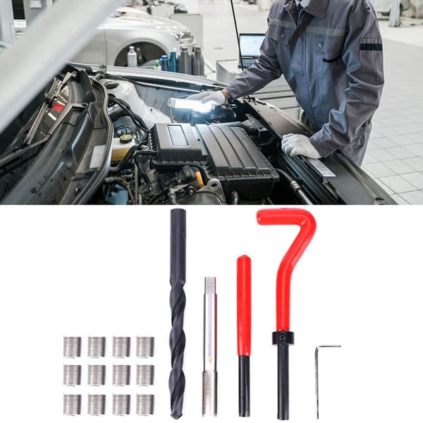 [RM]17pcs M10x1 Stainless Steel Thread Repair Kit Drill Tap Wrench Insert Tool