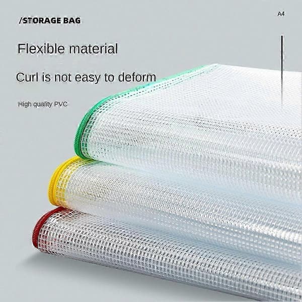 12-pak A4 net lynlåsposer, plastik dokumentmapper til kontor- og skoleartikler