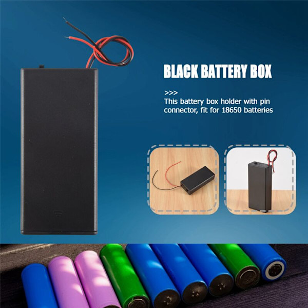 3.7V 2X 18650 On/Off Switch Battery Holder Junction Box Storage Box with Cable