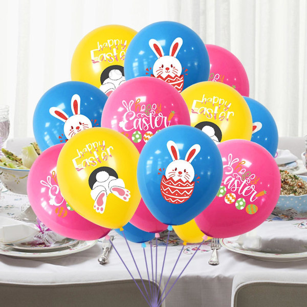 Farfi 40cm Partyballonger Kanintryck Bokstavsmönster Dekorativa Färgglada Hög Elasticitet Dekorera Inte Lätt Att Explodera Olika Färger Ägg Påskboll 10