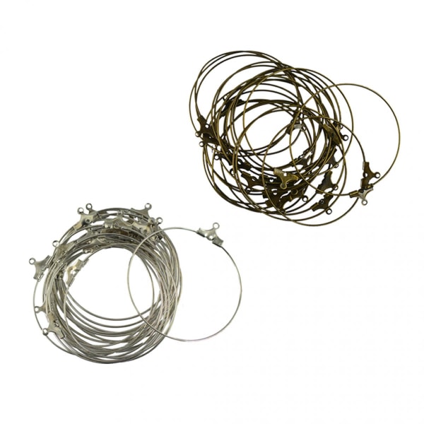 40X Wire Hoop Creole Örhänge Spänne Smycken gör DIY Craft - Silver, Brons