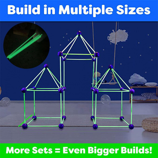 Luminous Fun Forts Kids Tent-87 Pack Fort Building Kit för barnleksaker