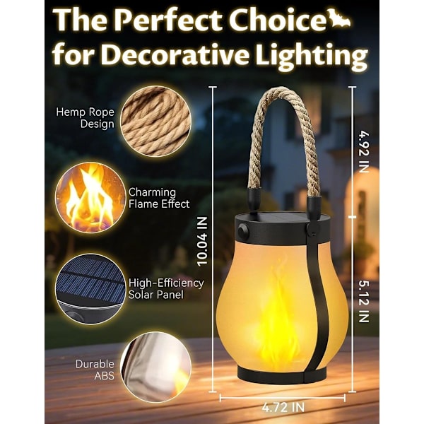 [RM] Solar Lantern 2-pack 12x13 cm Dancing Flame for Garden Camping