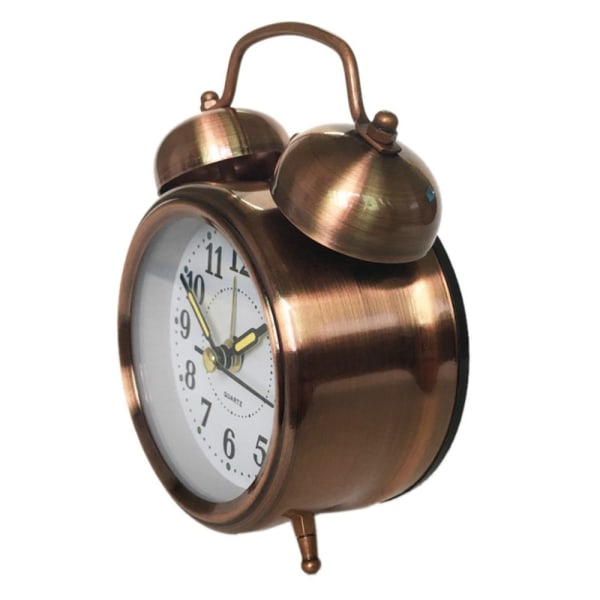 Retro dubbel ring väckarklocka kopparröd hög alarm batteridriven väckarklocka