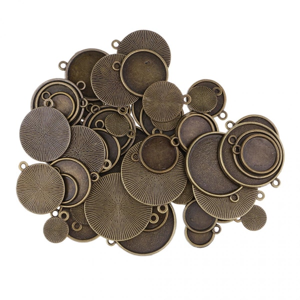 64 stycken 12 - 25 mm antik bronshängsmycke vita cabochons