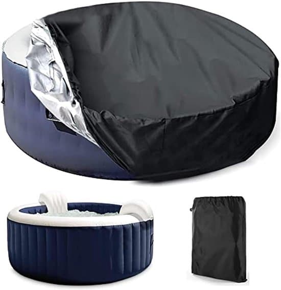 Spa Cover - Round, Outdoor Specific, Waterproof and UV Resistant (215 x 70 cm). Features multi-layer protection against tearing, UV rays, dust
