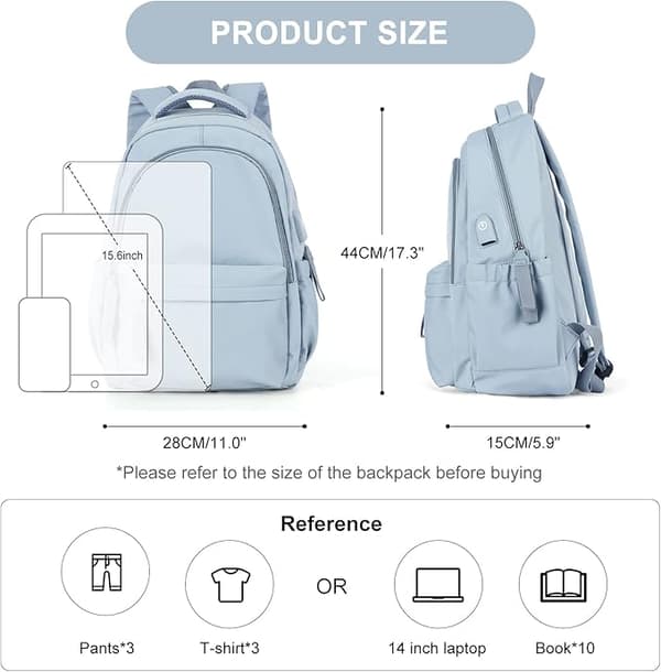 [RM]New laptop backpack, waterproof laptop backpack with 16-inch USB charging school bag blue