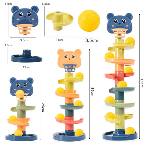 Montessori Leksaker Baby Spår Rullande Boll Push Pop Glidande Boll Tidig Pedagogisk Leksak 7 layers