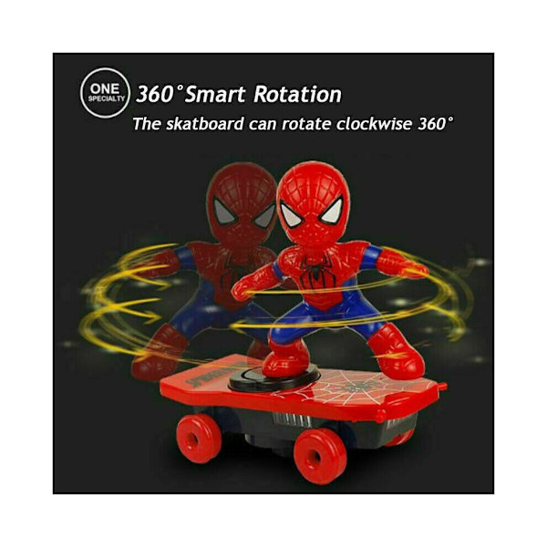 Spiderman Elektrisk Skateboard 360° Rotation Musik Med Ljus Barnleksaker Julklapp