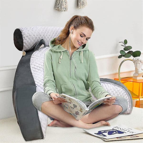 [RM]Reading Pillow for Bed Backrest Lumbar Support Armrest Seat Cushion Lounger Pad Grey Grey A