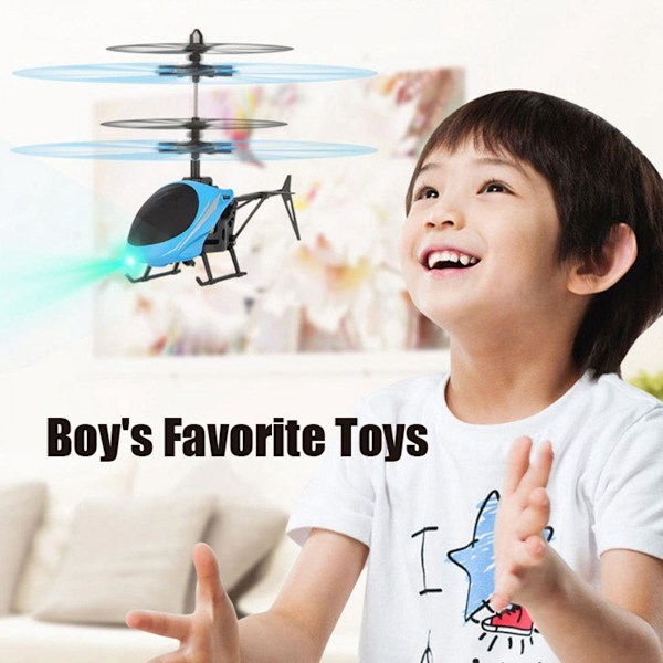 Mini Flygande RC Induktionsflygplan USB Handkontroll Drönare Födelsedagspresenter Blå