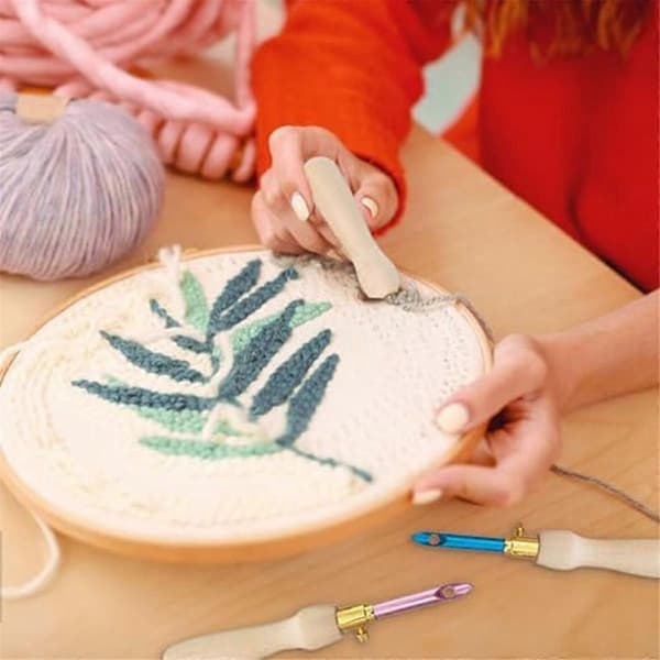 [RM]35-Piece Punch Needle Kit, Punch Needle Tools Adjustable Punch Needle Embroidery Kit for Embroidery Yarn Sewing Beginners