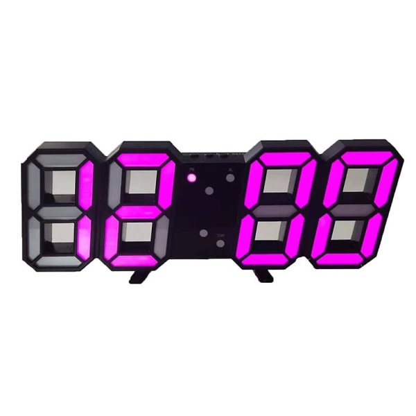 Digital Väggklocka LED Elektronisk Present Väckarklocka Intelligent 3D Digital Klocka Väckarklocka Pink