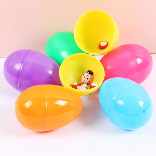 Färgglada påskägg set med 12 ägg till skal-kit Plastfyllning cover för barn Handgjorda festivalhantverk Presenttillbehör Tillbehör